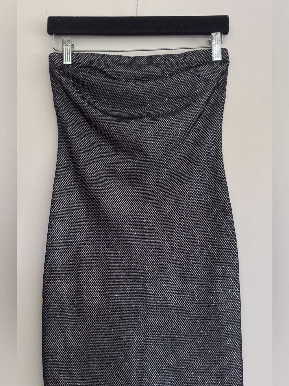 Forever 21 Black Strapless Micro-Pattern Sheath Dress Size Small